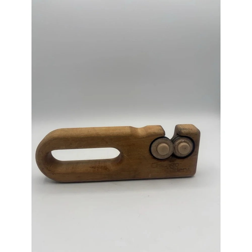 Rare Vintage Chicago Cutlery Wooden‎ Handheld Knife Sharpener